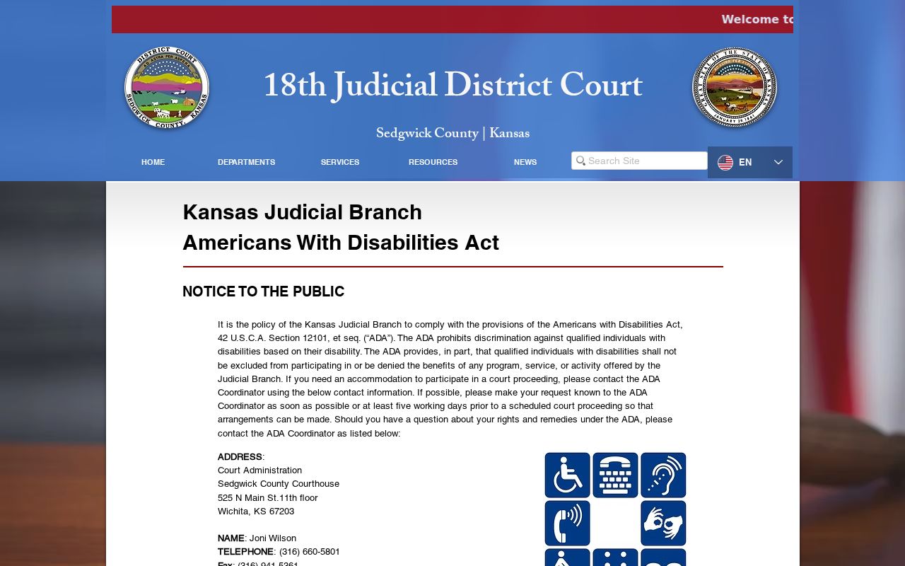 Sedgwick County court docket accessibility information
