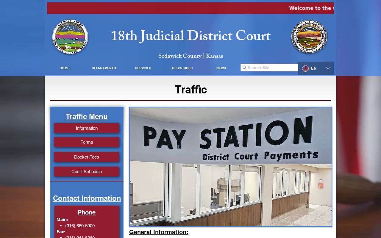 DC18 Traffic Department page for Sedgwick County traffic records
